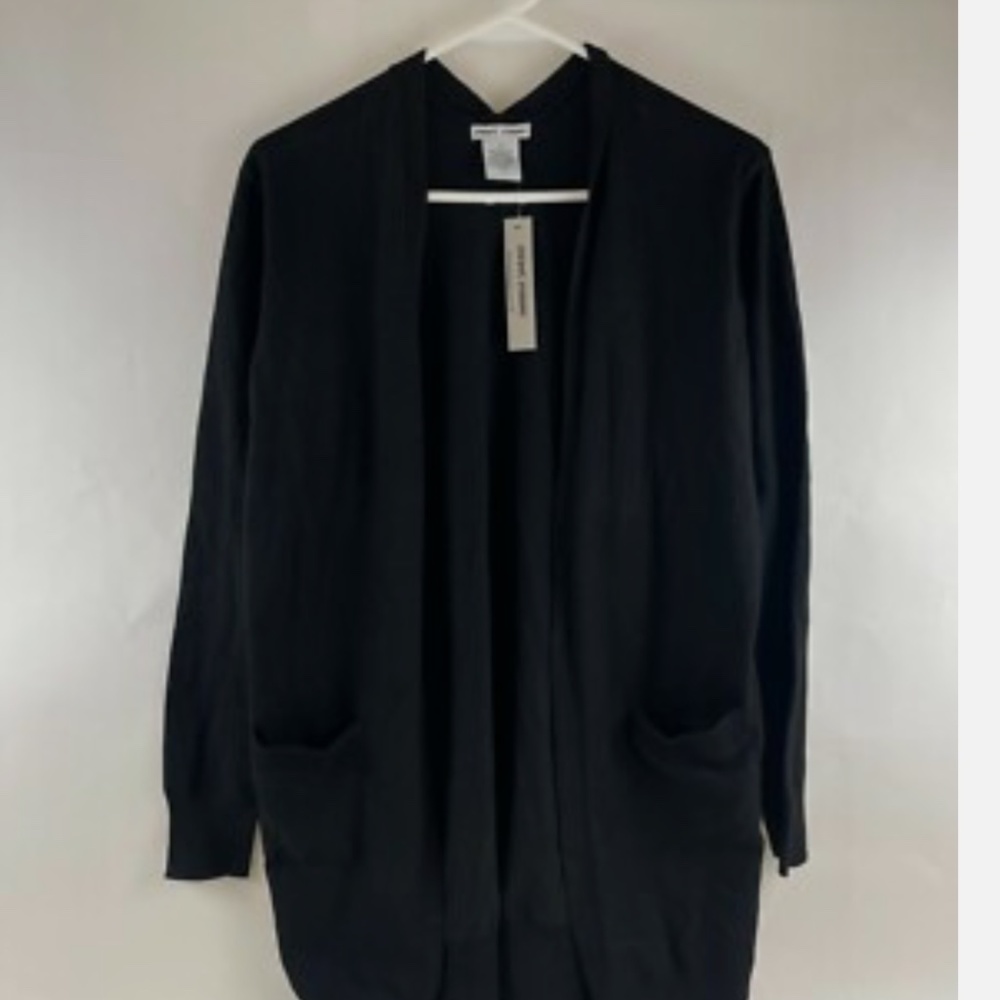 Sweet Romeo Open Cardigan Sweater Women's Size Small Black Long Sleeve w/ Pocket